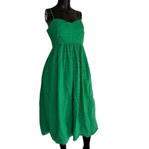 a new day Green Eyelet Spaghetti Strap Midi Dress